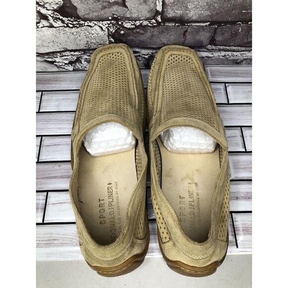 Donald J PLINER Esco Tan Suede Perforated Driving Moccasin Loafers Shoes Men 13M - Picture 8 of 16